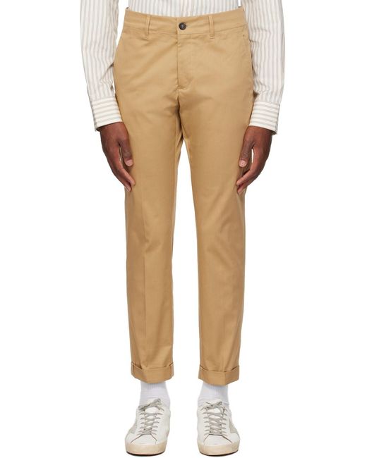 Golden Goose Deluxe Brand Natural Corduroy Straight Leg Trousers for men