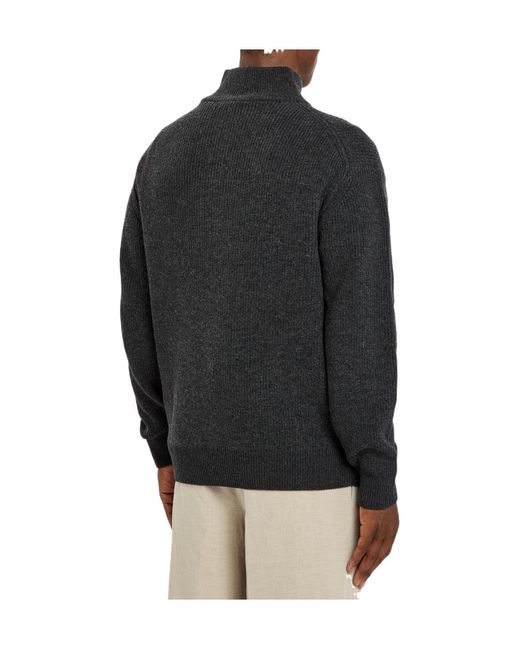 J.W. Anderson Black Ribbed Half-Zip Wool And Cotton-Blend Jumper for men
