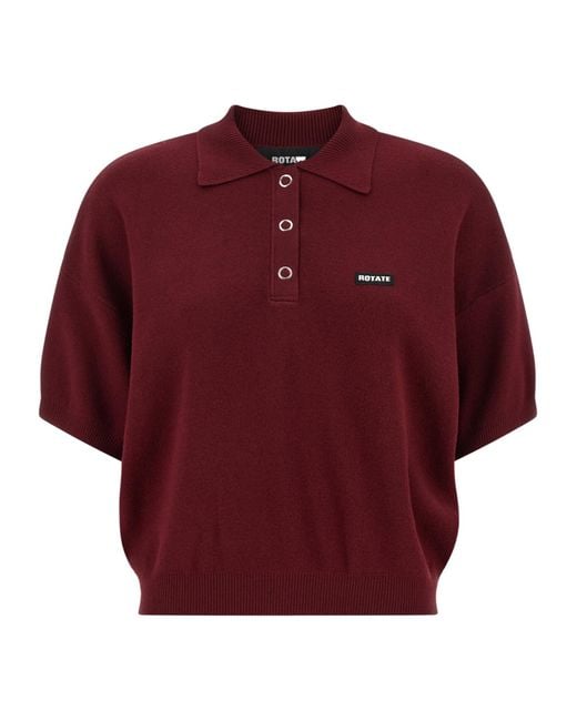 ROTATE BIRGER CHRISTENSEN Red Cropped Logo Polo Top