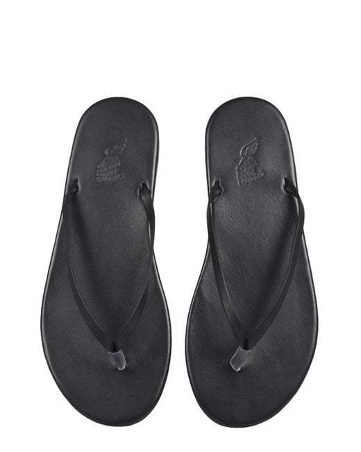 Ancient Greek Sandals Black Saionara Leather Flip Flops