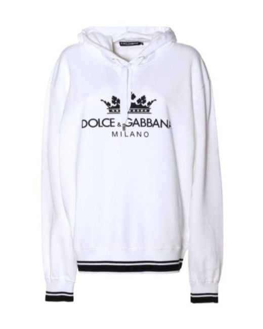 Dolce & Gabbana White Hooded Long-Sleeved Hoodie