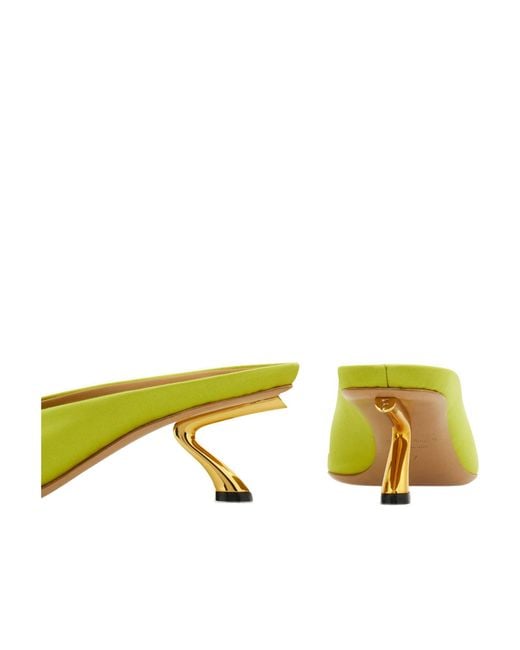 Ferragamo Yellow Ferragamo S-Shaped Heel Mules