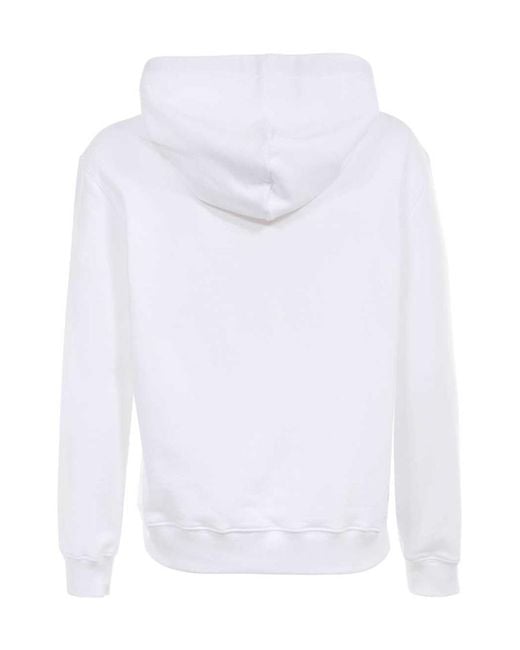 Lanvin White Logo-Embroidered Drawstring Hoodie