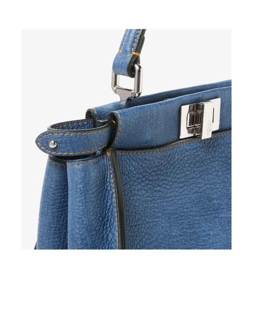 Fendi Blue Denim-Effect Leather Bag