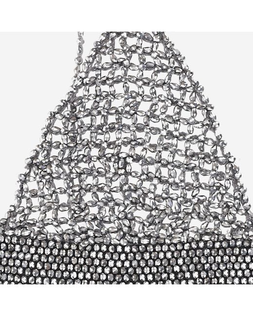 Golden Goose Deluxe Brand Gray Crystal-Embellished Crochet Top