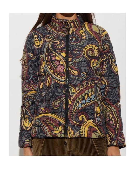 Etro Multicolor Cropped Recycled Nylon Down Jacket With Paisley Motif