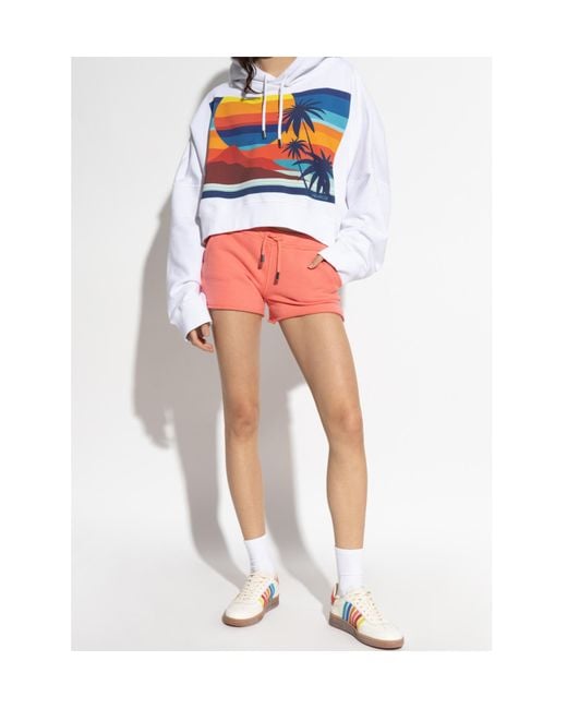 DSquared² White Summer Lovers Onion Cropped Fit Hoodie