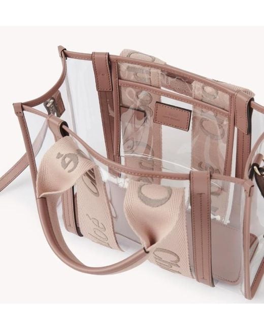 Chloé Pink Chloé Woody Logo Detailed Tote Bag