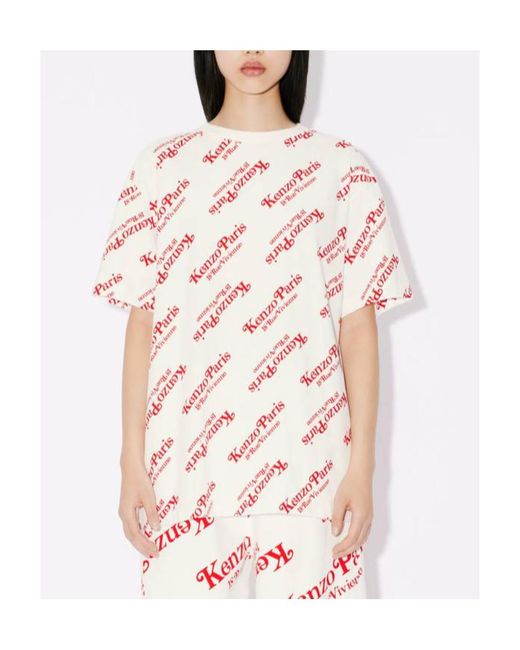 KENZO White All-Over Logo Printed Oversize T-Shirt for men