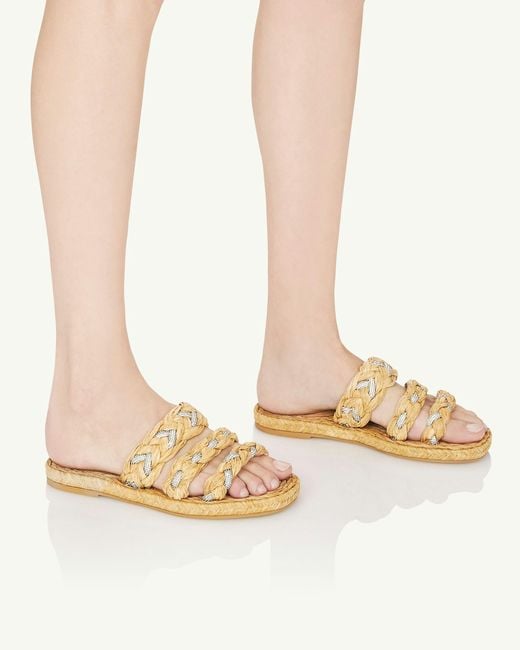 Aquazzura Metallic Embellished Slip-On Sandals