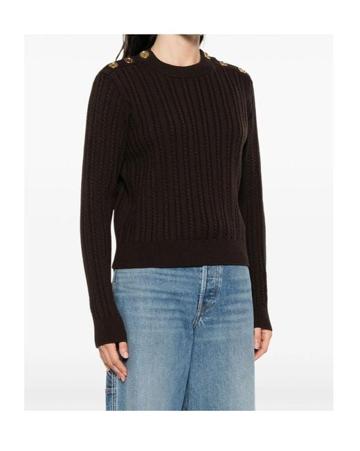 Golden Goose Deluxe Brand Black Cable-Knit Button Detailed Jumper