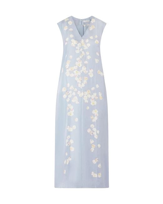 Altuzarra White Floral-Print Silk-Twill Midi Dress