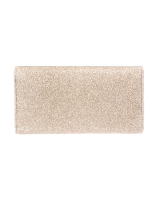 Jimmy Choo Natural Emmie Glittered Clutch Bag