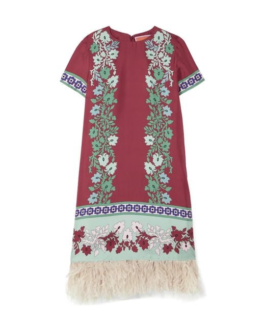 LaDoubleJ Red Floral Fringed Swing Dress