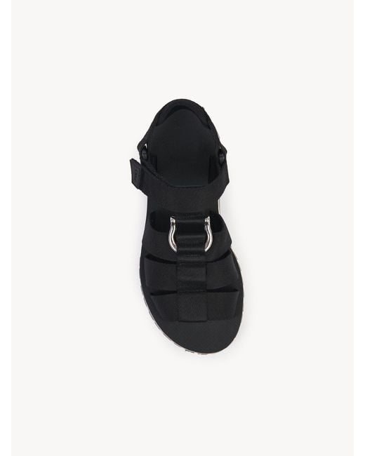 Chloé Black Net Sustain Nikie Embellished Webbing Flatform Sandals