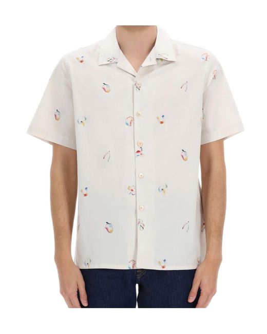 Paul Smith White Ps Paul Smith Abstract Printed Button-Up Shirt for men