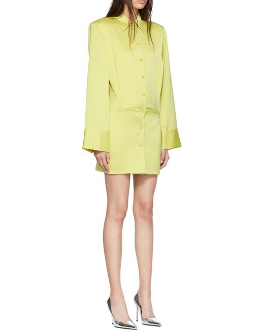 The Attico Yellow The Satin Single-Breasted Mini Shirt Dress