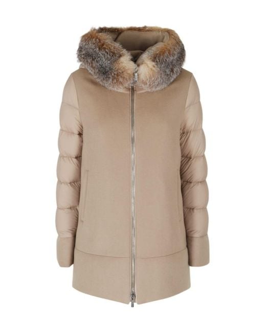 Moorer Natural Long-Sleeve Hooded Padded Jacket