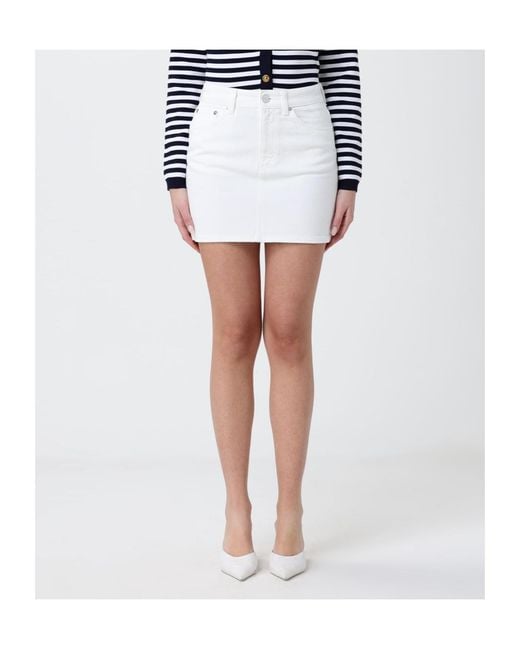 Dondup White Straight Hem Mini Denim Skirt