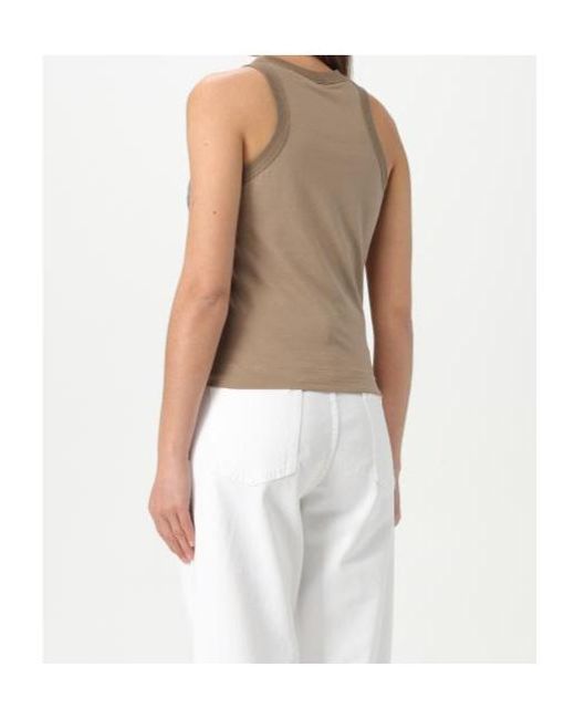 Brunello Cucinelli Brown Sequin Embellished Sleeveless Tank Top