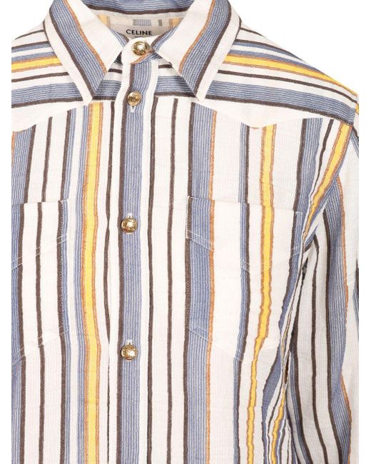 Céline White Lapel Long Sleeve Shirt