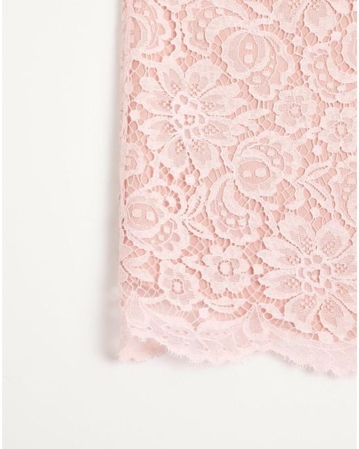 Valentino Pink Floral Lace Midi Skirt