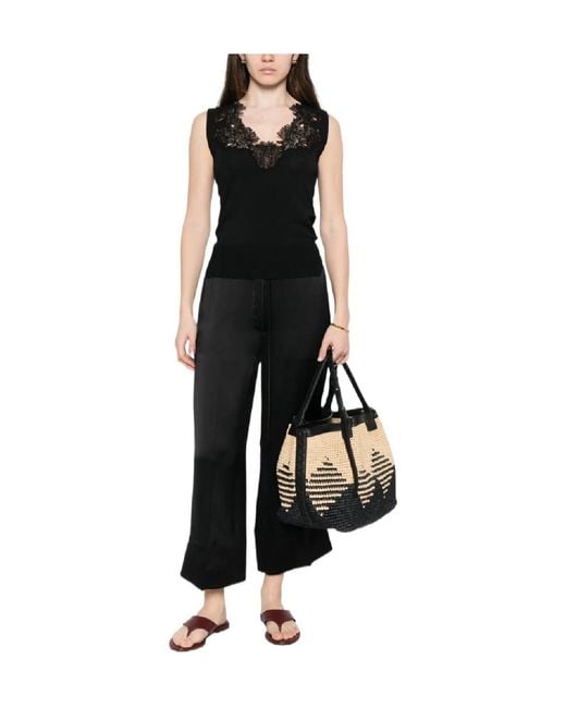Ermanno Scervino Black Lace Knitted Tank Top