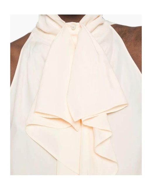 Alberta Ferretti Natural Ruffled Top
