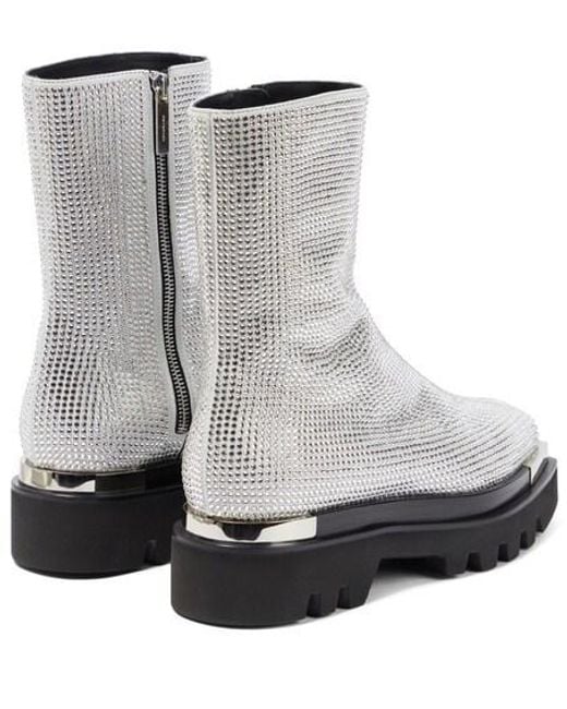 Peter Do Gray Crystal-Embellished Leather Boots