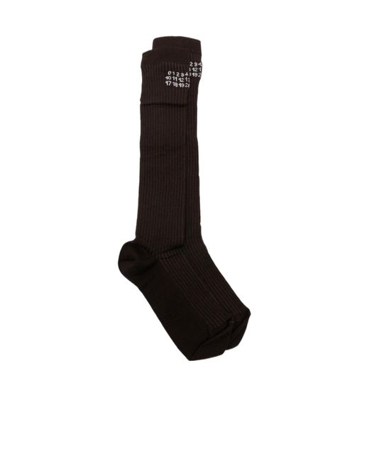 MM6 by Maison Margiela Black Logo-Print Ribbed Socks
