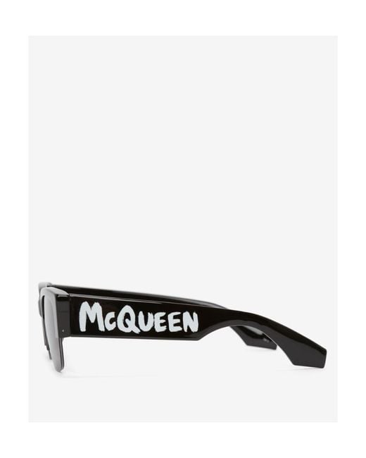 McQueen White Eyewear Logo Printed Sunglasses