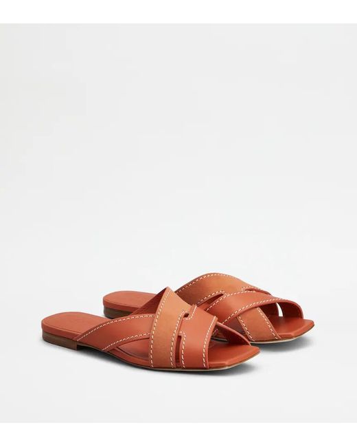Tod's Brown Crossed-Strap Sandals