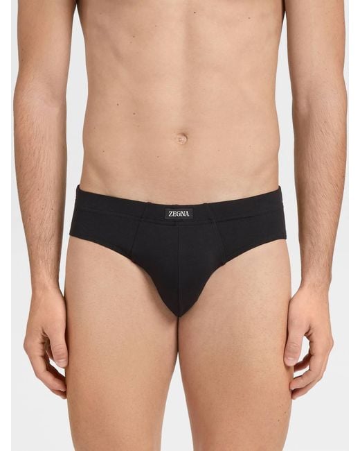 Zegna Black Logo Waist-Side Panties for men