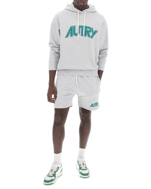 Autry Gray Logo-Printed Drawstring Hoodie for men