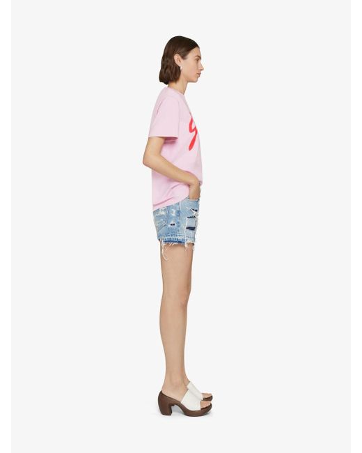 Givenchy Blue Mini Denim Shorts With Broken Holes