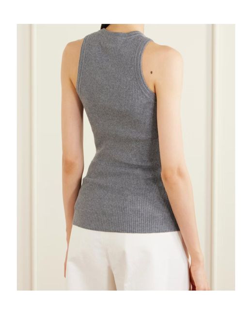 Lisa Yang Gray Amaya Cotton And Cashmere-Blend Tank Top