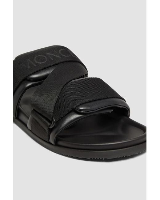 Moncler Black Mon Summer Logo Patch Slides