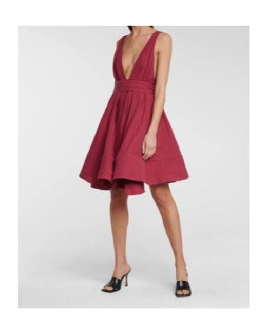 Brock Collection Red Quesyn Linen Minidress