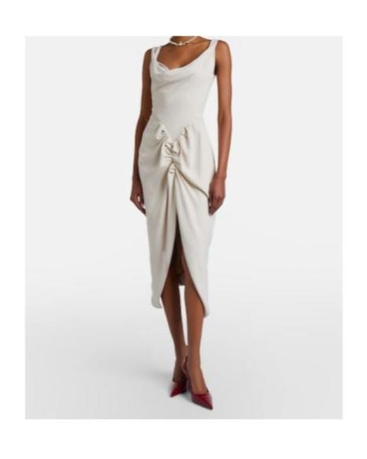 Vivienne Westwood Natural Panther Draped Ruched Midi Dress