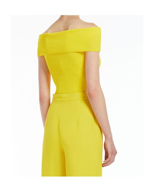 Max Mara Yellow Off-The-Shoulder Sweater