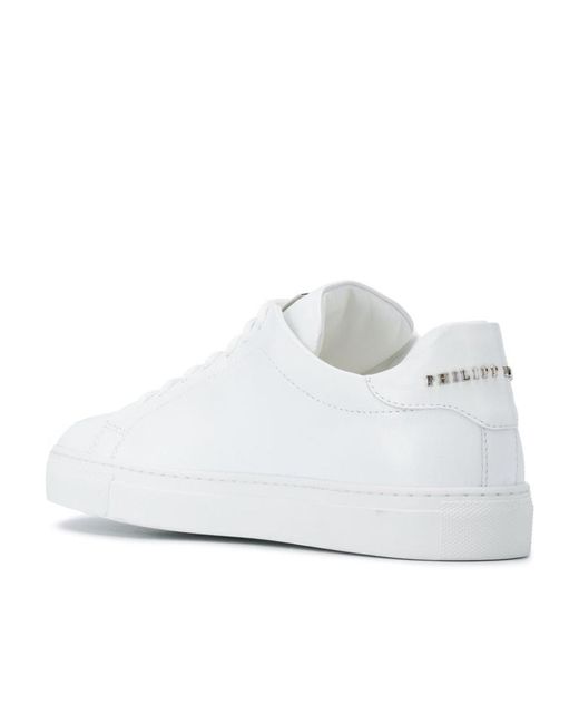 Philipp Plein White Teddy Bear-Embellished Lwo-Top Sneakers