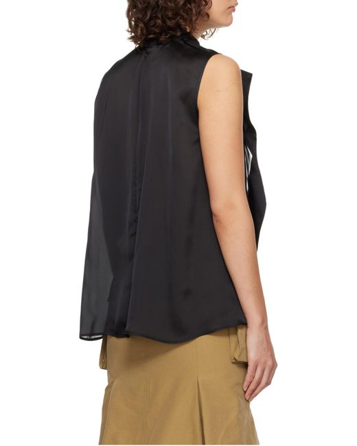 Sacai Black Ruffled Sleeveless Top