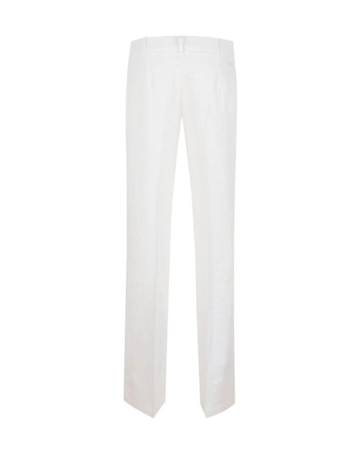 ERMANNO FIRENZE White Embroidered Straight-Leg Pants