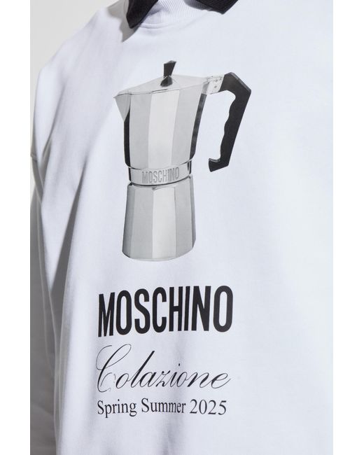 Moschino White Graphic Printed Crewneck Sweatshirt for men