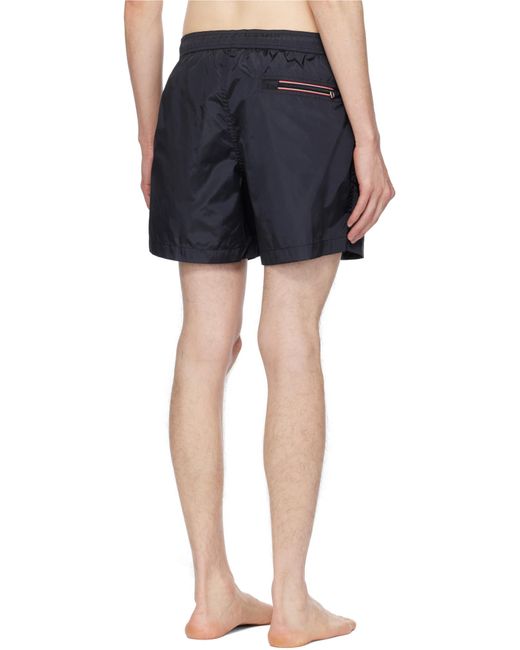 Moncler Black Logo Patch Drawstring Swim Shorts for men