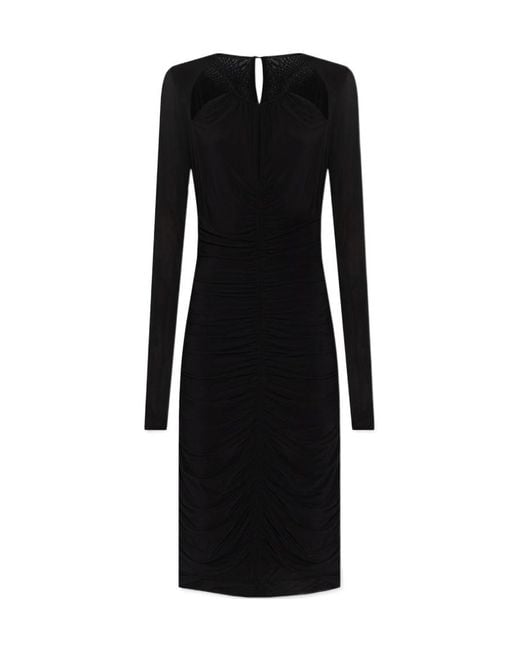 Isabel Marant Black Logane Ruched Detailed Midi Dress