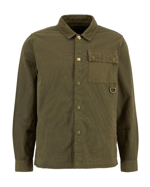 Barbour Green Corduroy-Collar D-Ring Shirt for men