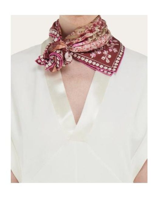 Ferragamo Pink Ferragamo Logo Detailed Floral Scarf
