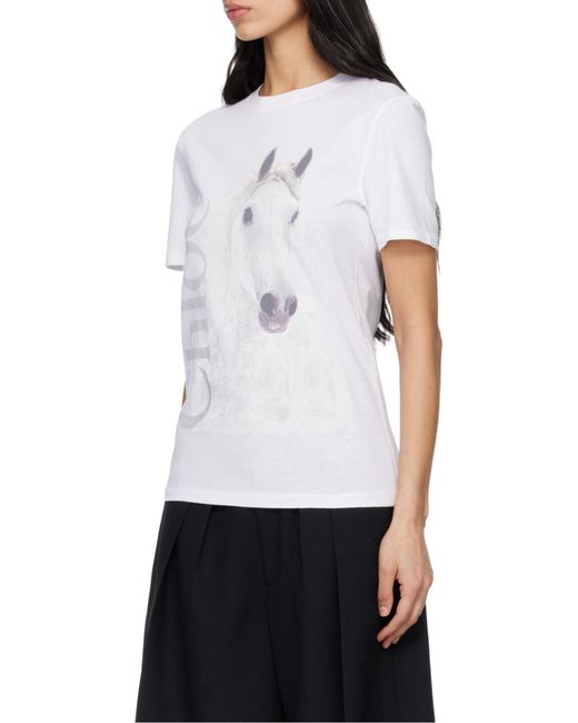 Chloé White Chloé Crew-Neck Jersey Logo T-Shirt