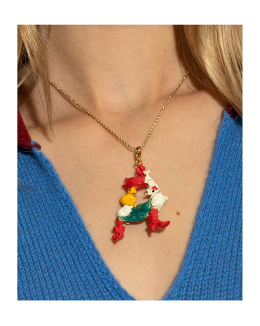 Marni White Enamel Duck Pendant